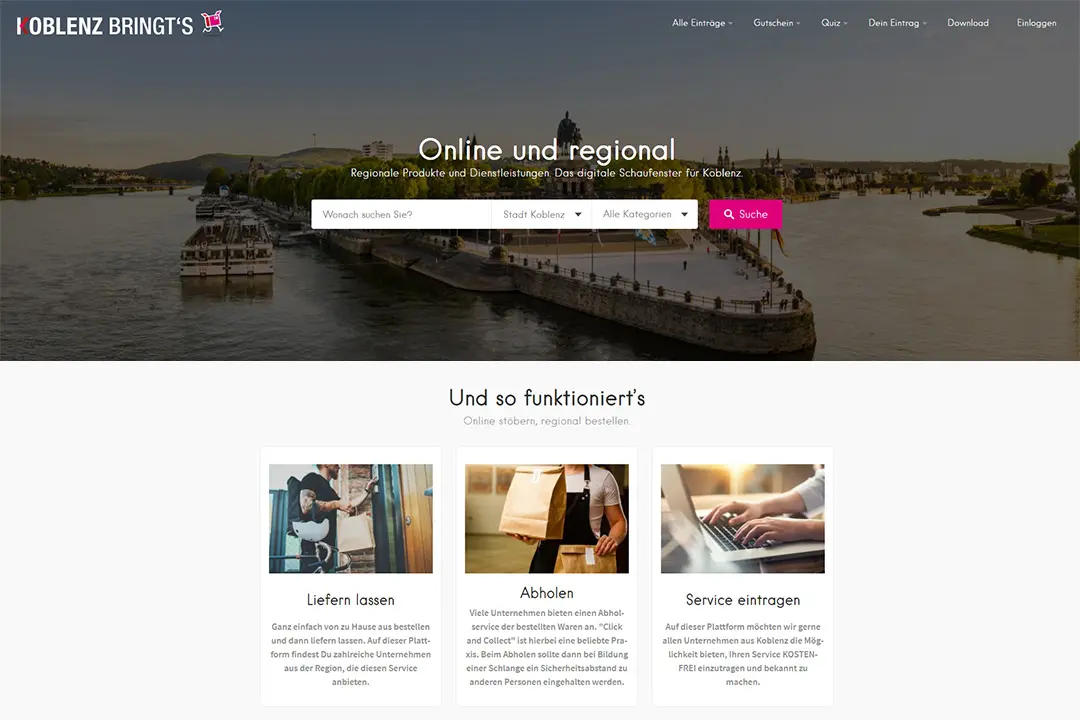 Koblenz bringt's: Das digitale Schaufenster für Unternehmen.